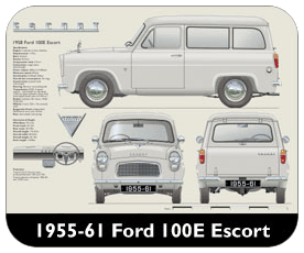Ford Escort 100E 1955-61 Place Mat, Small